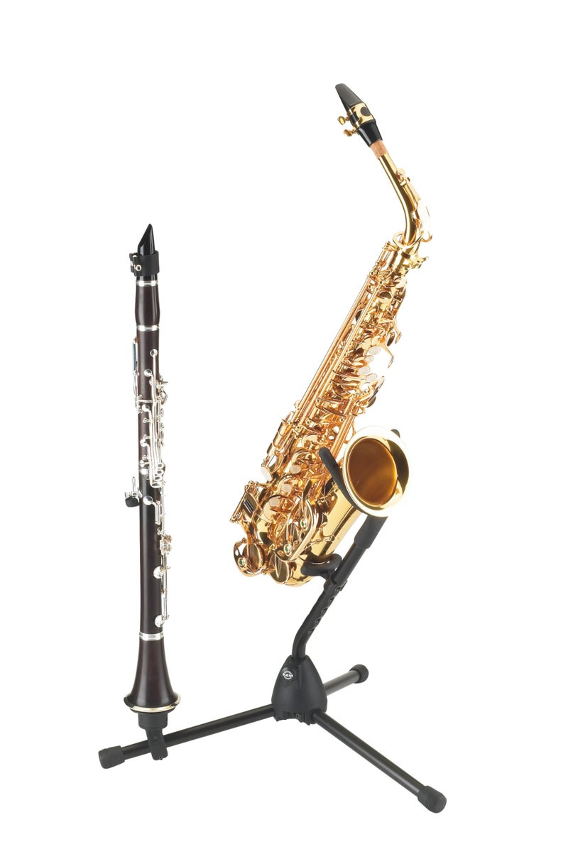 KM K&M KÃ¶nig & Meyer Saxophone Tripod Stand 14300.000.55 | Stable Secure Adjustable/Folding Stand For Eb Alto /Bb Tenor Sax | Lightweight & Compact | Flex Upper Support | Made in Germany | Black - Image 3